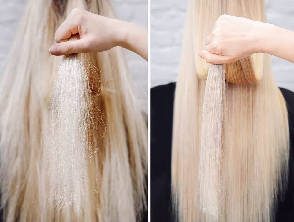 A imagem mostra antes e depois do uso do Kit Borabella