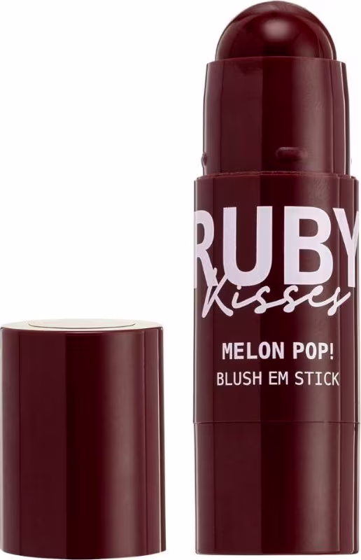 A imagem mostra o blush aberto, com a tampa ao lado.