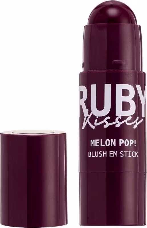 A imagem mostra o blush aberto, com a tampa ao lado.