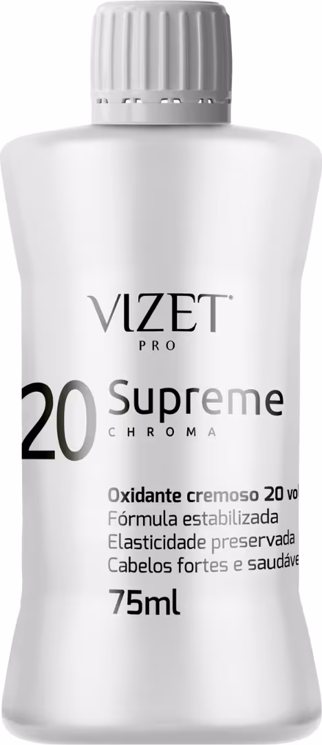 A imagem mostra o oxidante em embalagem plástica branca opaca com formato cilíndrico.