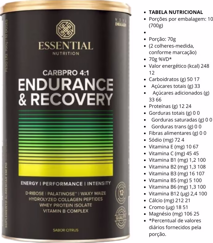 A imagem mostra o produto ao lado da tabela nutricional do produto.