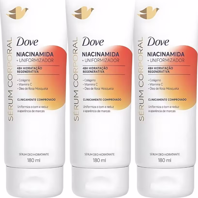 Kit Dove Niacinamida + Uniformizador: 3 Sérum Corporal Hidratante 180ml cada