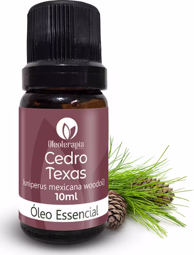 Óleo essencial de Cedro Texas, da marca Oleoterapia Brasil.