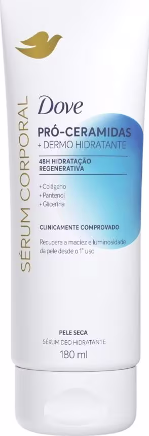A imagem mostra o Sérum Hidratante Corporal Pró-Ceramidas + Dermo Hidratante da marca Dove.