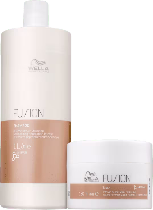 Shampoo e máscara fusion.