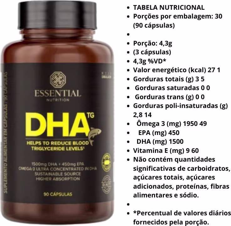 A imagem mostra a tabela nutricional do produto.