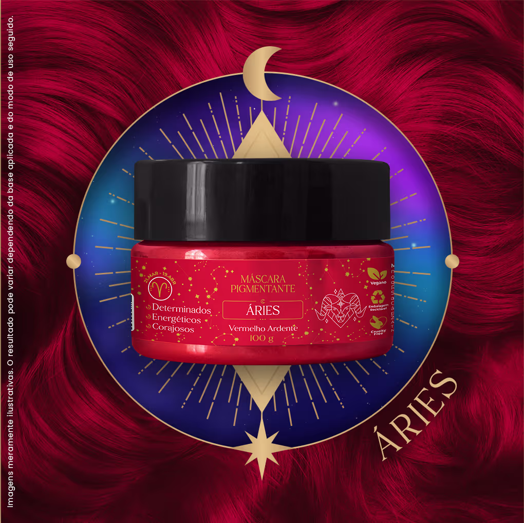 Máscara Pigmentante Capilar Kamaleão Color Signos Áries Vermelho Ardente, 100g.