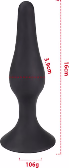 Plug Anal Sexy Import Cônico em Silicone com Ventosa Preto, 1 produto.