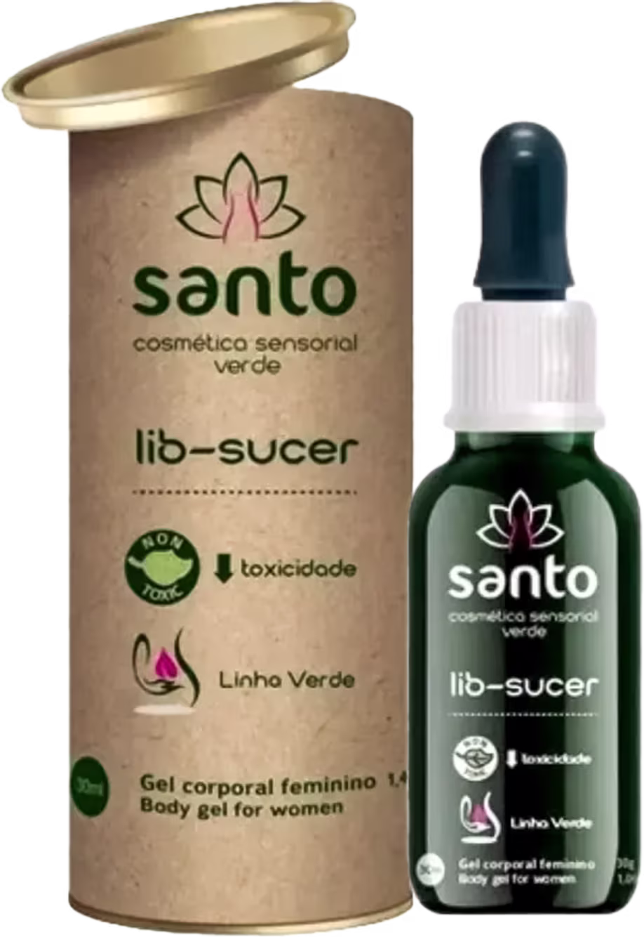 A imagem mostra o frasco e ao seu lado sua embalagem que é no formato lata cilíndrica com tampa dourada e rótulo marrom. Ambos seguem a mesma identidade visual.