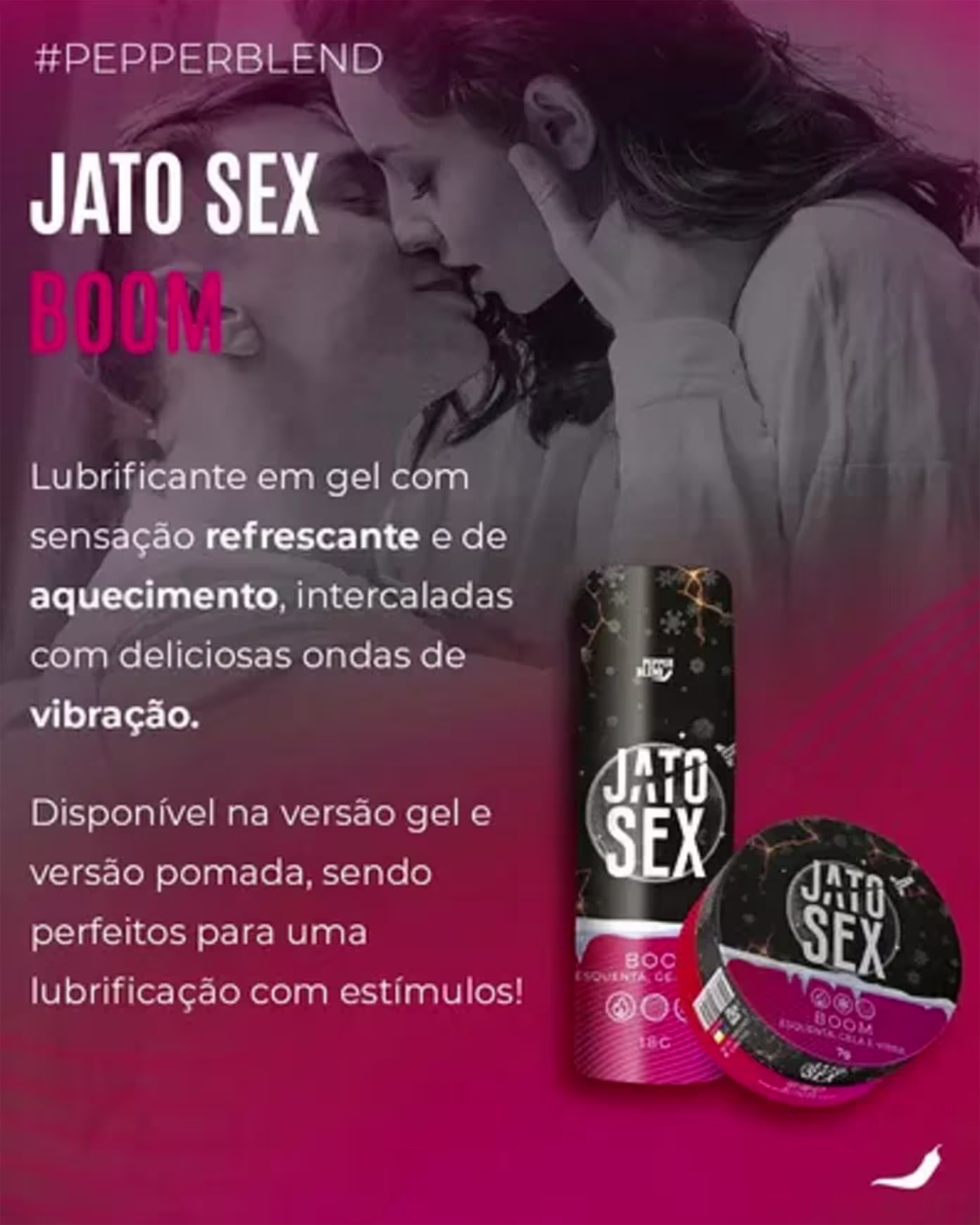 A imagem mostra o Lubrificante Íntimo  e ao lado texto destaca benefícios.