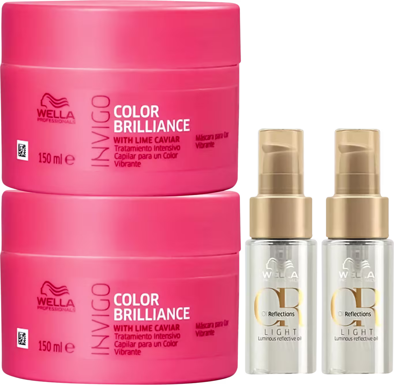 Kit Wella Professionals Invigo Color Brilliance 2 Máscaras, e 2 Oil Reflections Light 30ml