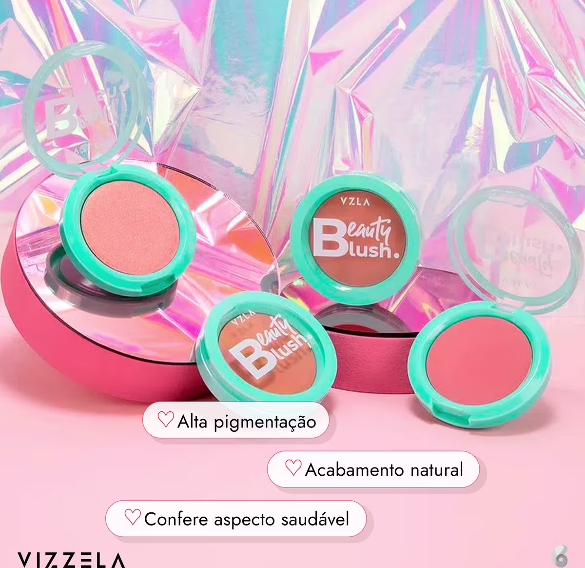 Blush Compacto Vizzela Beauty Blush 02, 4,6g.