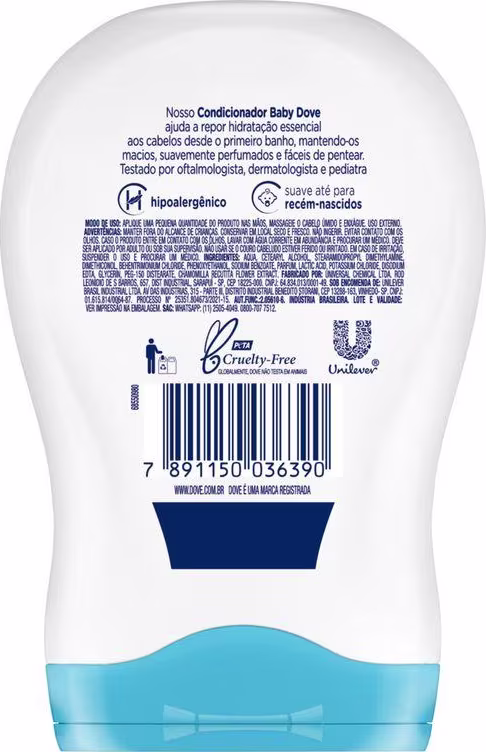 A imagem mostra o verso do produto com informações sobre modo de uso e ingredientes.