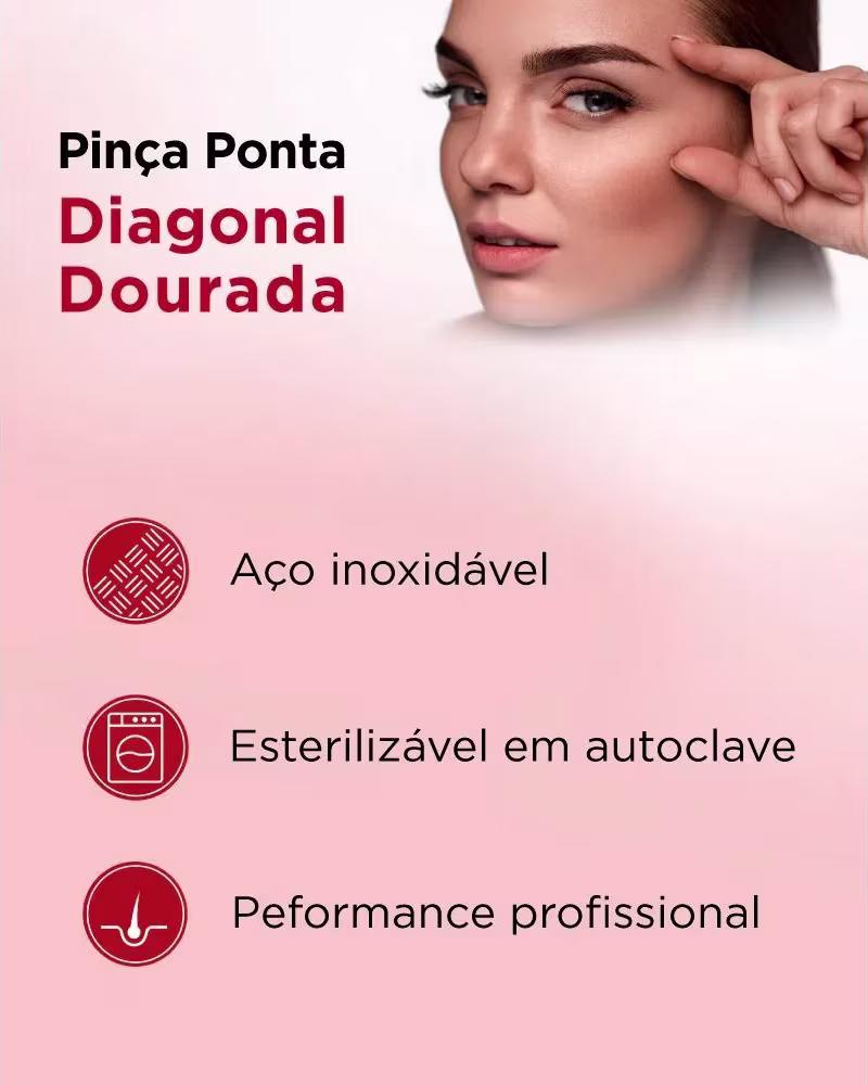 A imagem mostra uma mulher com a mão mostrando a sobrancelha e embaixo alguns benefícios do uso da pinça.