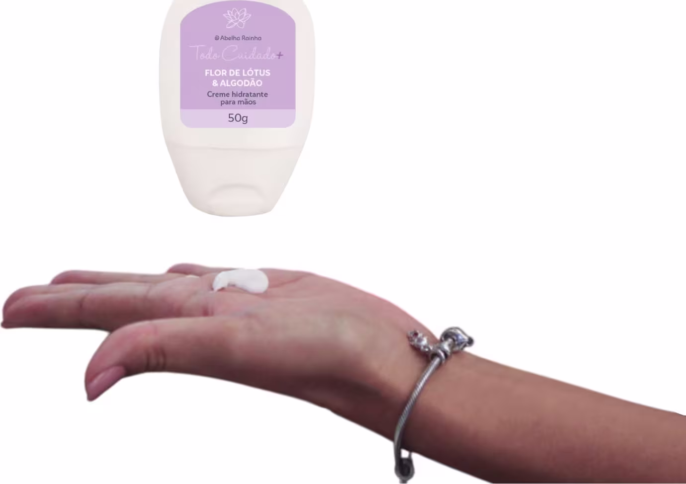 Creme Hidratante para Mãos Abelha Rainha Todo Cuidado Flor de Lótus & Algodão, 50g.