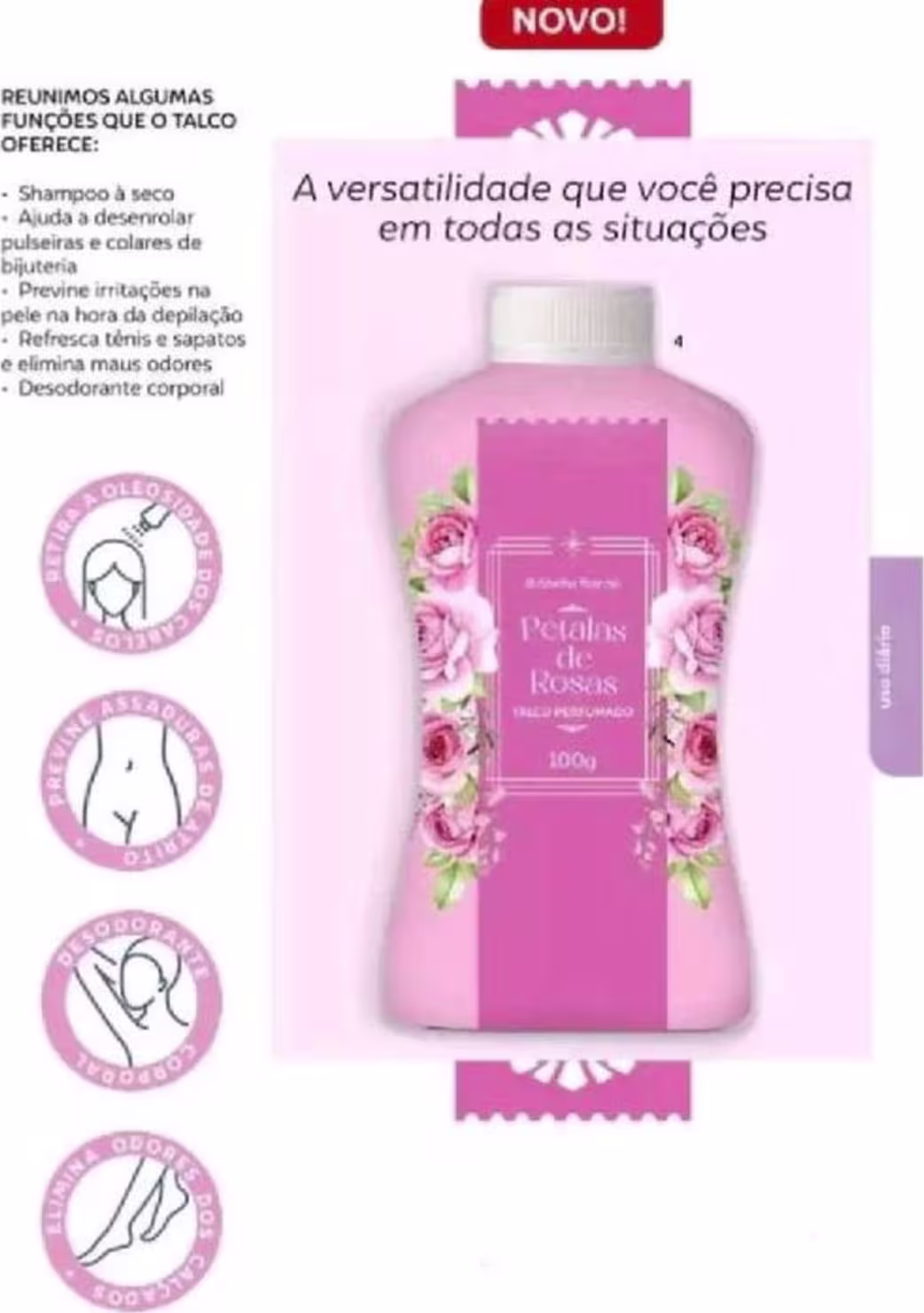 Talco Perfumado Abelha Rainha Pétalas de Rosas, 100g.