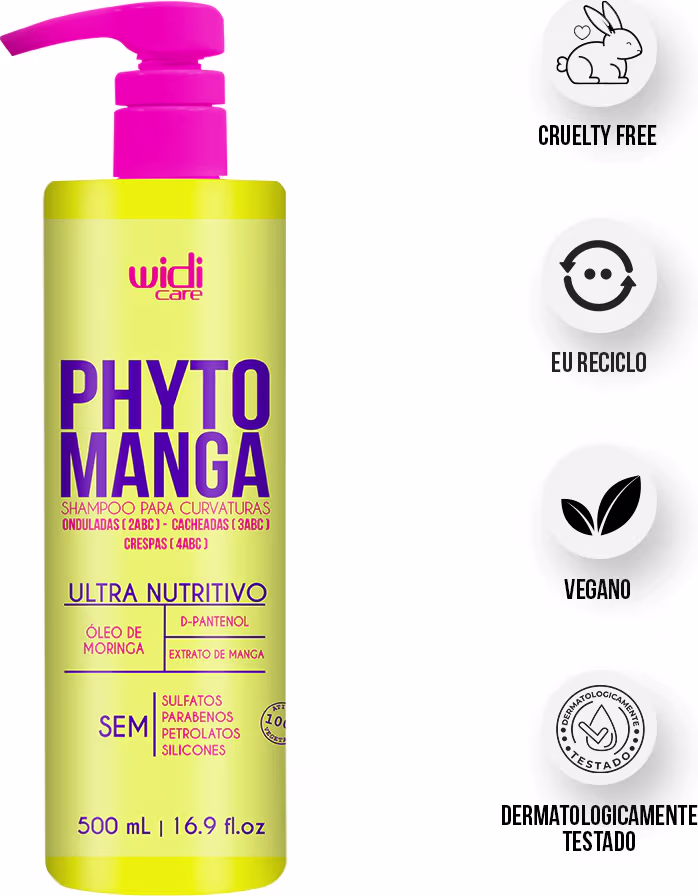 Shampoo para Curvaturas Widi Care Phyto Manga, 500ml.