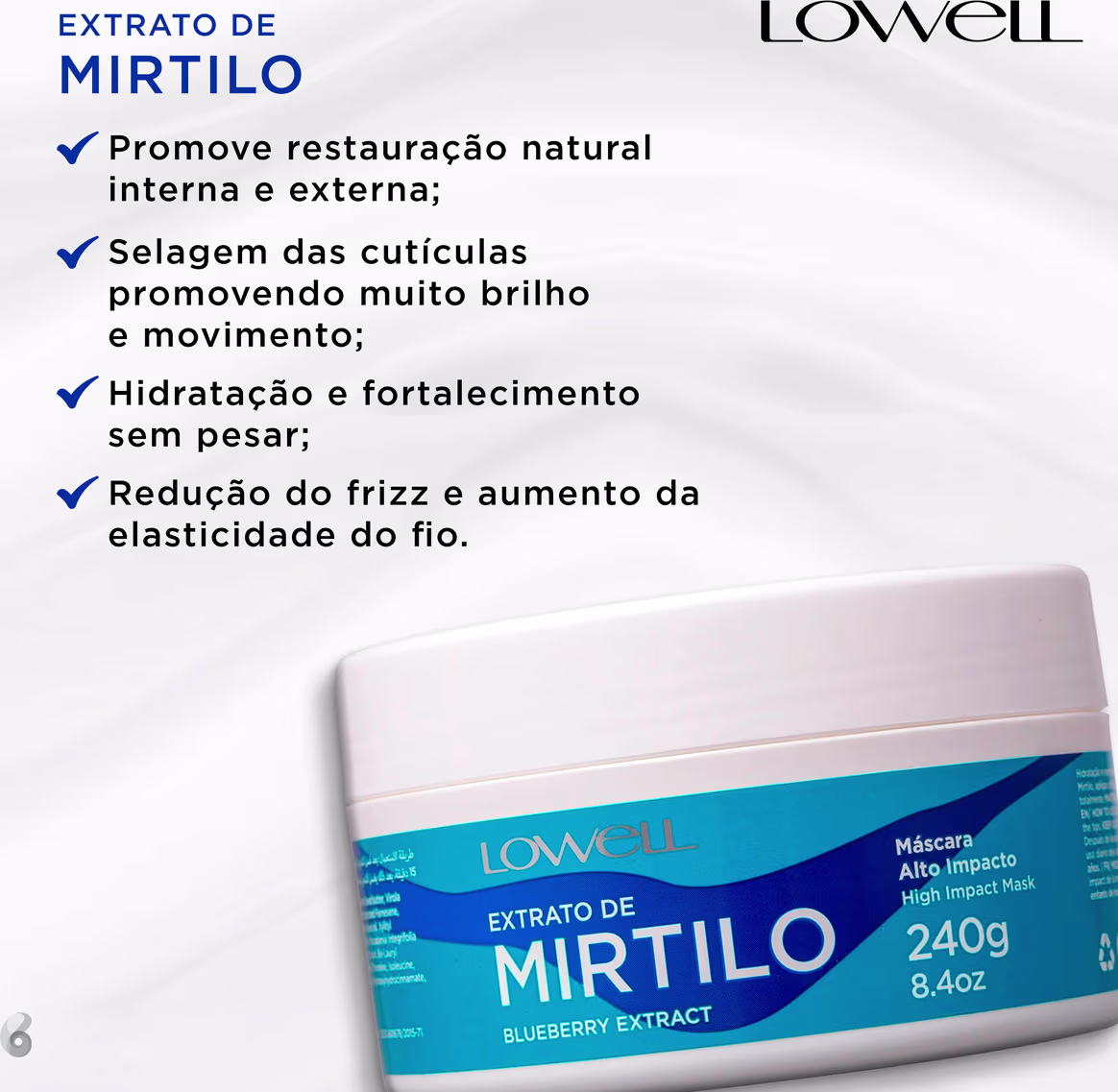 Máscara Lowell Extrato de Mirtilo 240g