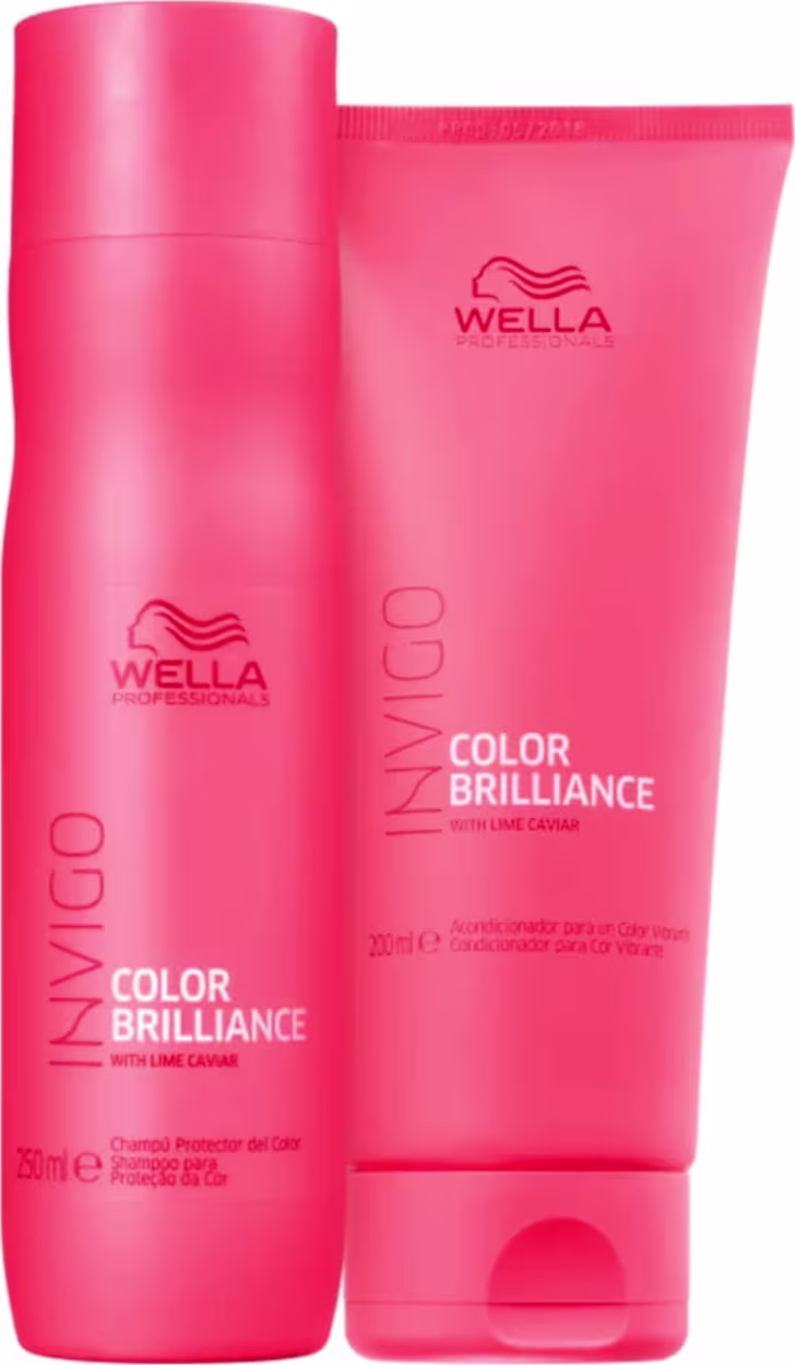 Dois produtos da linha Wella Professionals Color Brilliance: shampoo e condicionador