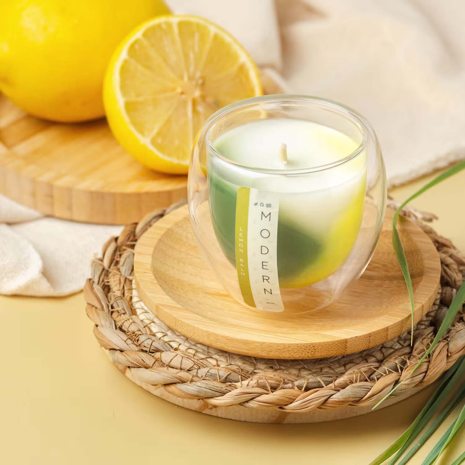 Vela Aromática Velart Modern Lemon Balm Color, 80g.