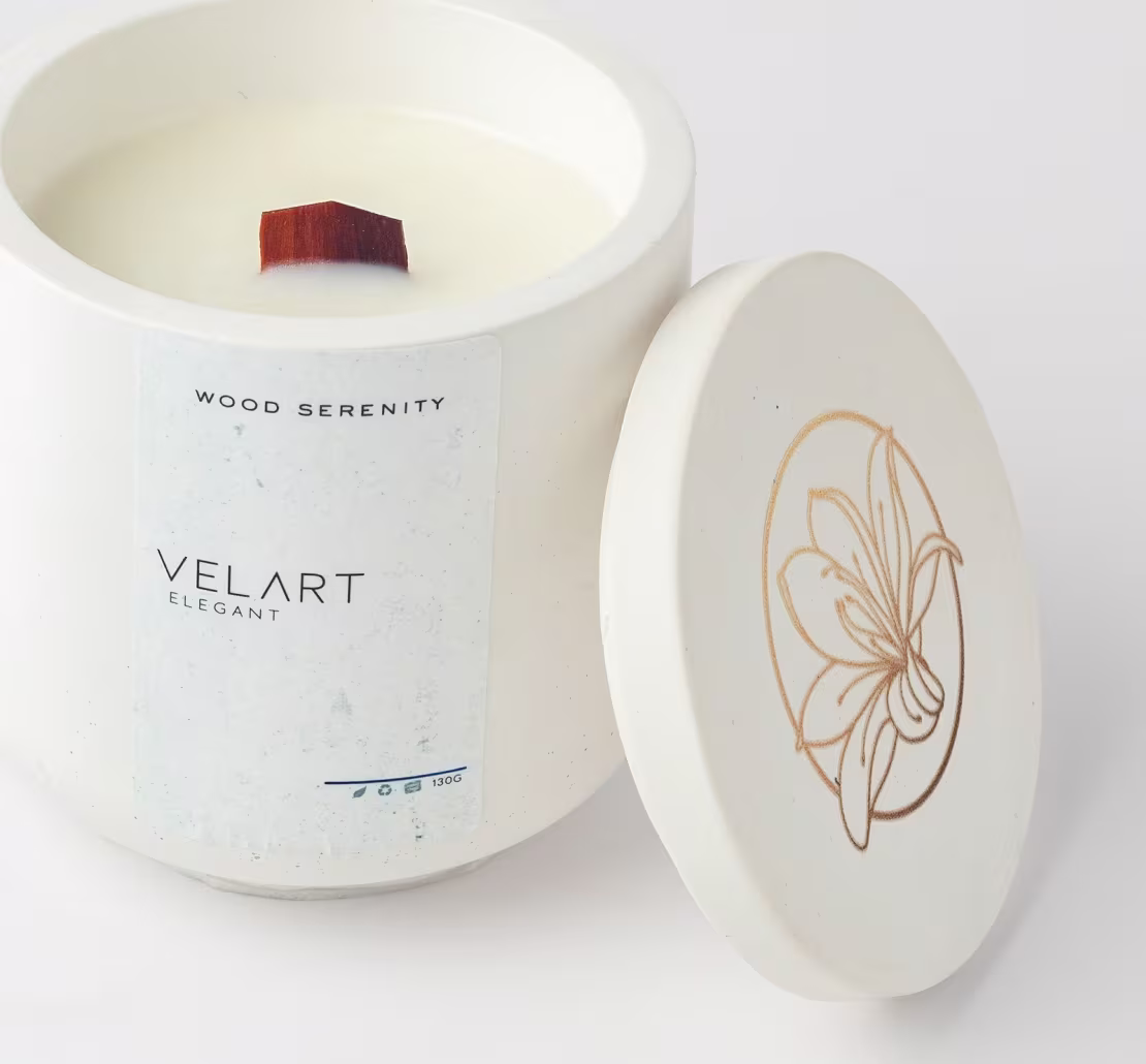 Vela Aromática Velart Elegant Wood Serenity, 130g.