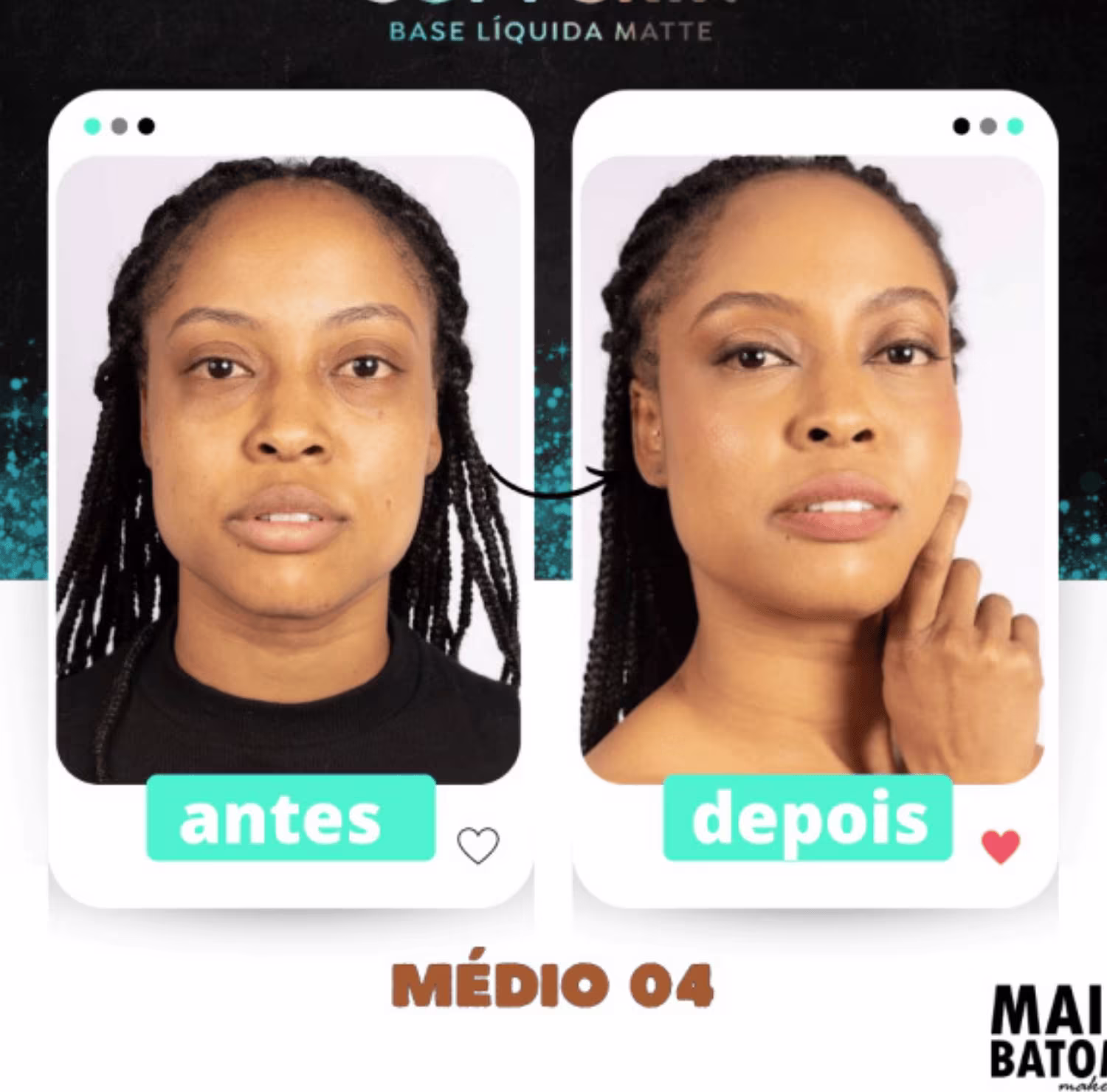 Base Líquida Matte Mais Batom Makeup Soft Skin Médio 04, 30g.