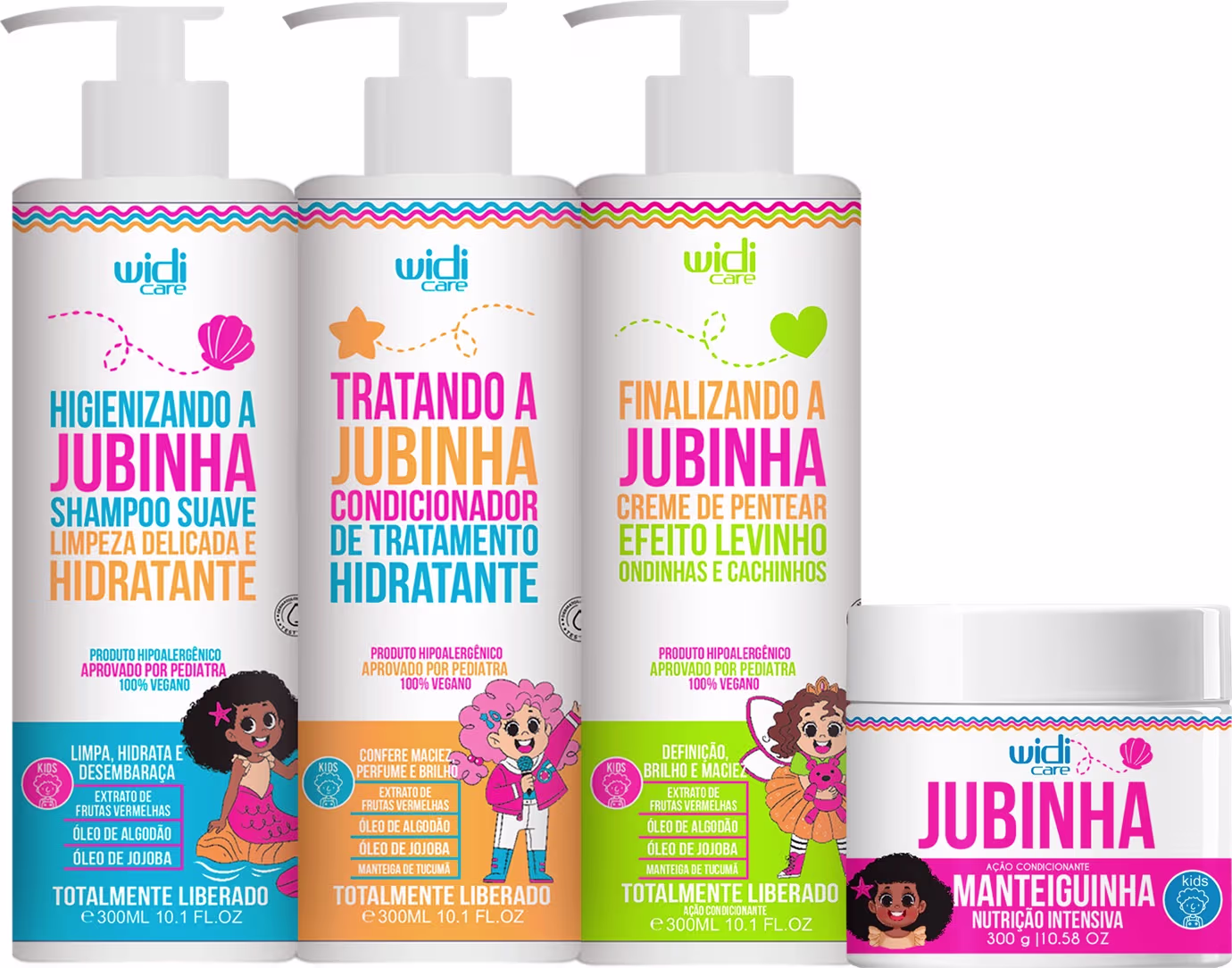 Kit Widi Care Jubinha Cuidado Infantil, 4 produtos.