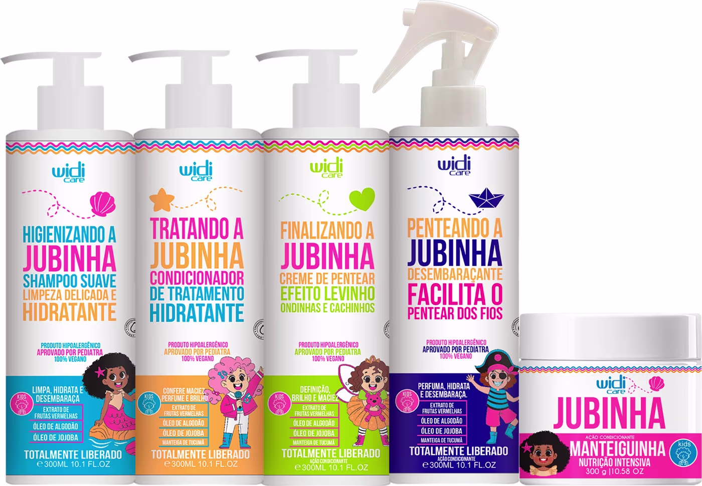 Kit Widi Care Jubinha Quinteto Infantil, 5 produtos.