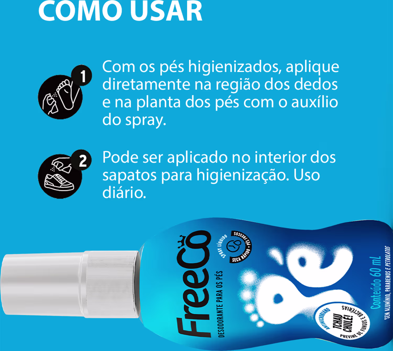 Desodorante para os Pés FreeCô Pé, 60ml.