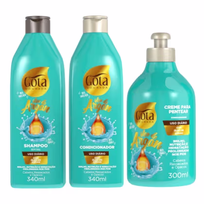 Imagem do produto Kit Gota Óleo de Argan Uso Diário Shampoo + Cond + Creme