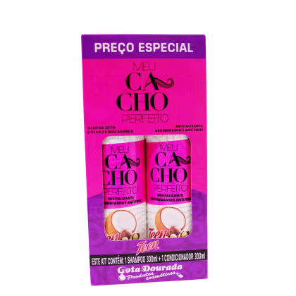 Imagem do produto Kit Gota Dourada Meu Cacho Perfeito Óleo de Coco e Macadâmia Shampoo + Condicionador 300ml