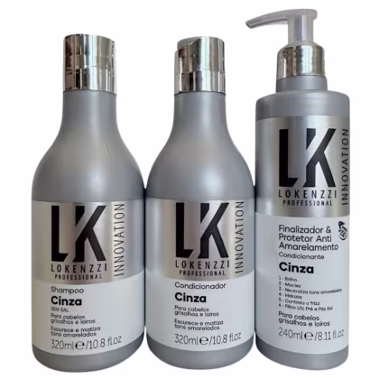 Imagem do produto Kit Lokenzzi Cinza Antiamarelamento Shampoo Condicionador e Finalizador 240ml