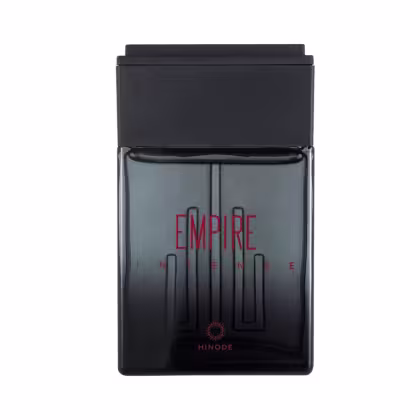 Frasco de perfume masculino da linha Empire da Hinode, com embalagem preta e detalhes em vermelho, exibindo o nome da fragrância em destaque.