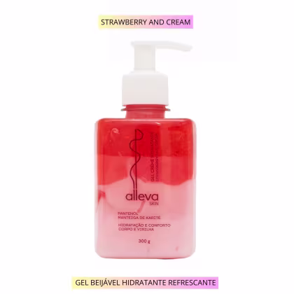 Imagem do produto Creme Hidratante em Gel Beijável 300ml Alleva - STRAWBERRY