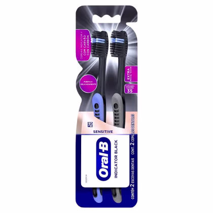 Imagem do produto ESCOVA DENTAL ORAL B INDICATOR BLACK EXTRA SUAVE 35 COM 2un