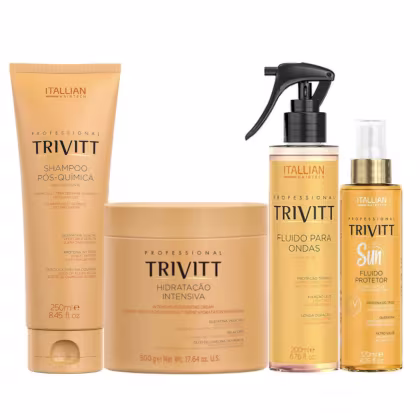 Imagem do produto Kit completo: shampoo pós-química, ondas perfeitas e proteção solar.