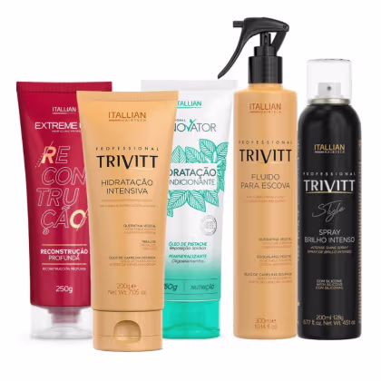 Imagem do produto Kit Trivitt Cronograma Capilar Nutrição, Reconstrução, Hidratação e Finalização Capilar (5 itens)