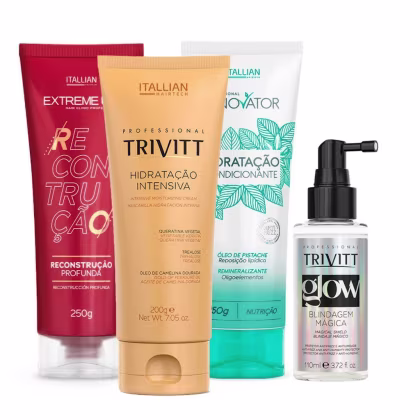 Imagem do produto Kit Trivitt Cronograma Capilar + Glow Blindagem Mágica – Fios Saudáveis e Protegidos