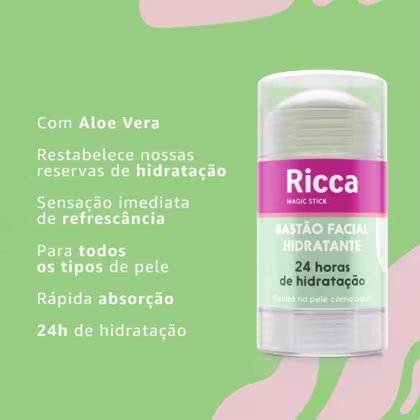 Imagem do produto Bastão Facial Hidratante 24h Magic Stick Ação Refrescante Aloe Vera 30g Ricca