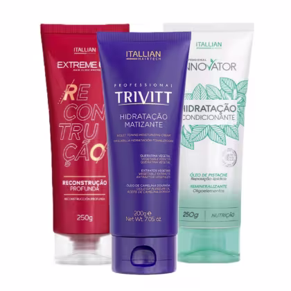 Imagem do produto Itallian Cronograma Capilar Matizador | Matização, Força e Brilho (3 Máscaras Profissionais)