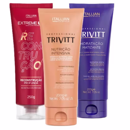 Imagem do produto Itallian Cronograma Capilar Matizadnte | Reconstrução, Matização e Nutrição Profissional (3 Itens)