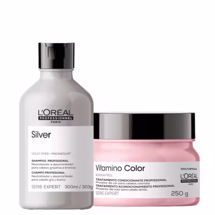 Kit L'Oréal Professionnel Vitamino Color Resveratrol + Silver, 2 produtos.