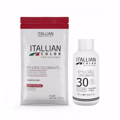 Imagem do produto Pó Descolorante Itallian 50g + Emulsão Oxidante 30 Vol 90ml Tratamento Profissional