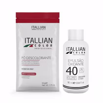 Imagem do produto Pó Descolorante Itallian 50g + Emulsão Oxidante 40 Vol 90ml Tratamento Profissional