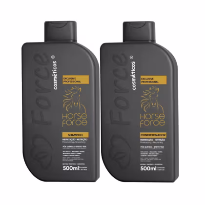 Imagem do produto Kit Shampoo e Condicionador Pós Quimica Horse Force Exclusive Professional 500ml - Hidratação e Brilho