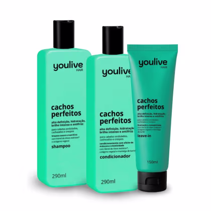 Imagem do produto Kit Cachos Perfeitos Youlive Hair – Shampoo + Condicionador + Leave-in