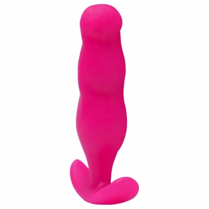 Plug anal rosa em formato anatômico, com superfície lisa e curva suave, projetado para proporcionar prazer e estimulação íntima.