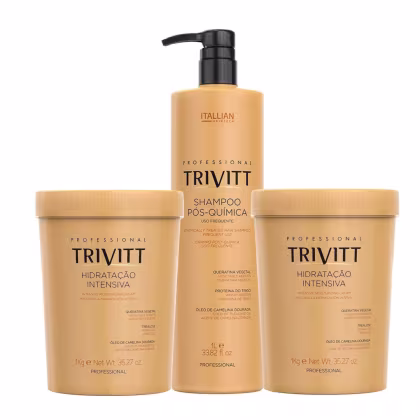 Kit Itallian Hairtech Trivitt Recuperação e Brilho Pós Química com 3 Produtos