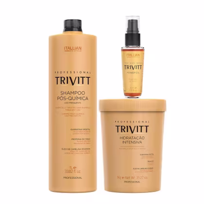 Imagem do produto Kit Profissional Trivitt Pós Química – Manutenção Capilar Completa e Nutritiva (3 Itens)