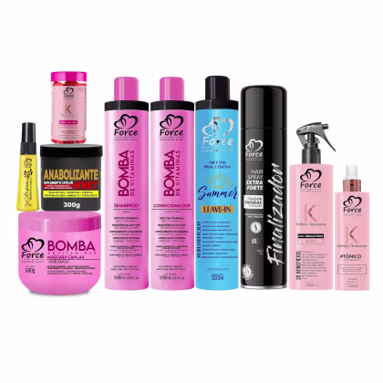 Imagem do produto Super Kit Bomba de Vitaminas Force Cosméticos – Crescimento, Força e Nutrição Completa (10 Itens)